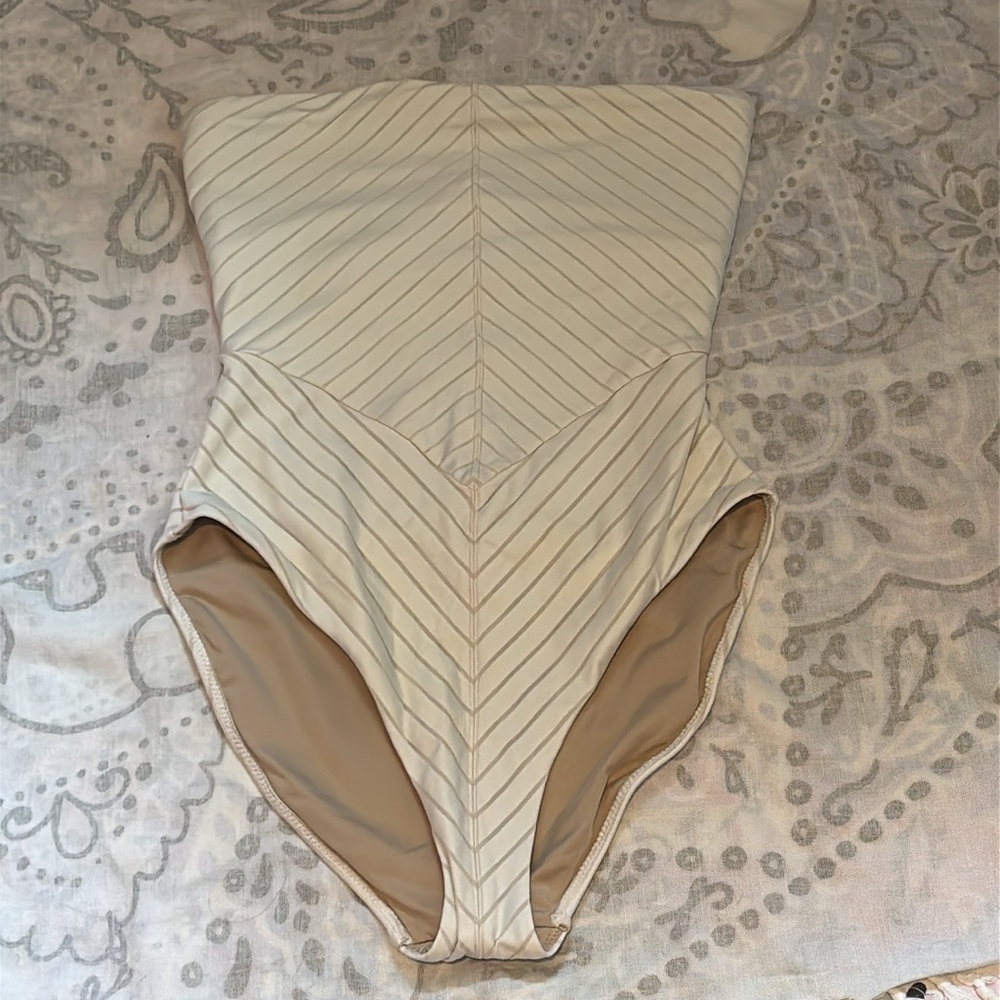 Skin Cream and Tan One Piece Swimsuit